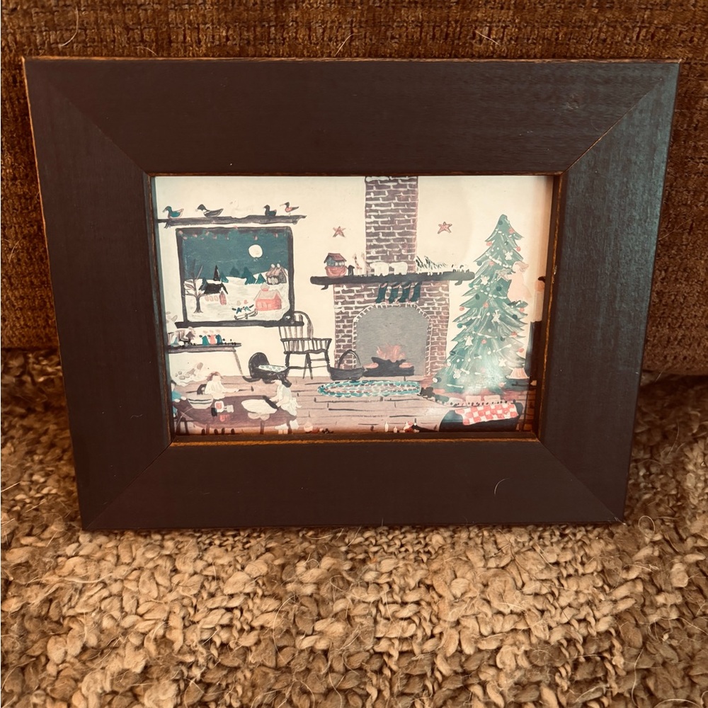 Cute Black Framed Folk Art “Making Sugar Cookies” by Alberta Hatmaker